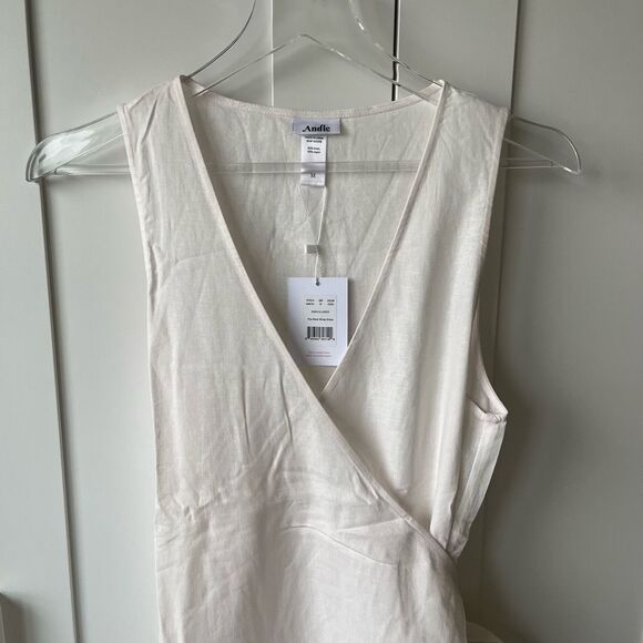 Andie The Maxi Wrap Dress Linen‎ Coconut Women's Size Medium Summer Vacation NWT - Picture 6 of 13